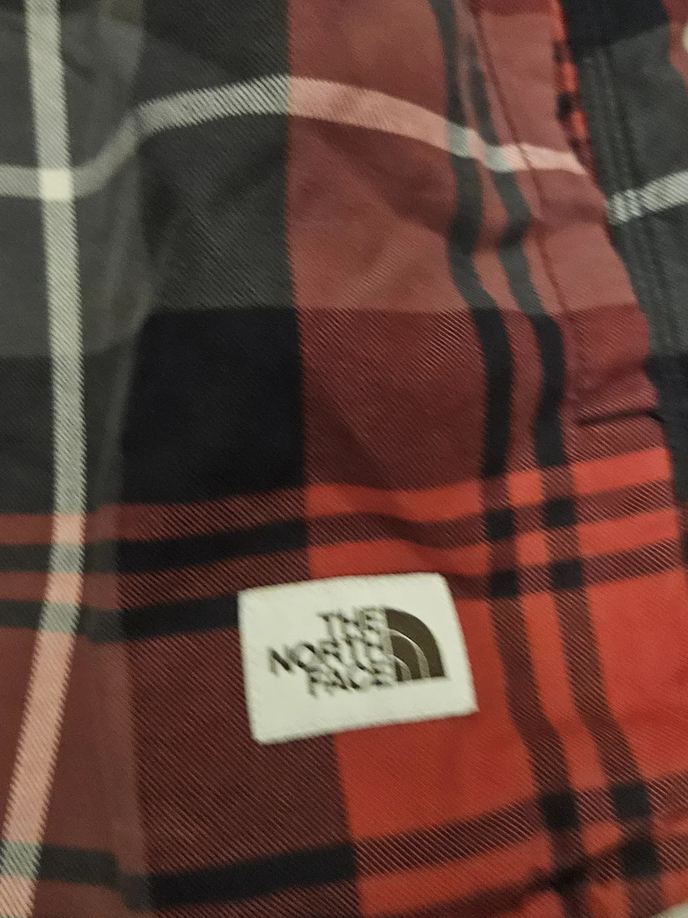 The North Face Red and Black Plaid Men's Button-Up Shirt